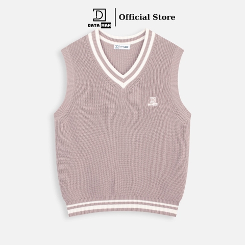 Áo gile len nam DATAMAN cao cấp, form rộng, unisex, thêu logo ở ngực, chất liệu len len lông cừu, style Hàn Quốc -  DT51