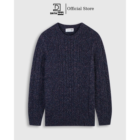 Áo len nam DATAMAN, cổ tròn, hoạ tiết vặn thừng cable-knit, chất liệu len lông cừu cao cấp, dày dặn, mềm mại - DT20