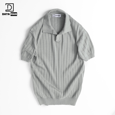 Áo Polo nam ngắn tay DATAMAN dệt kim, cổ chữ V, vải cotton chải kĩ mềm mịn, không bai xù - DT22-01