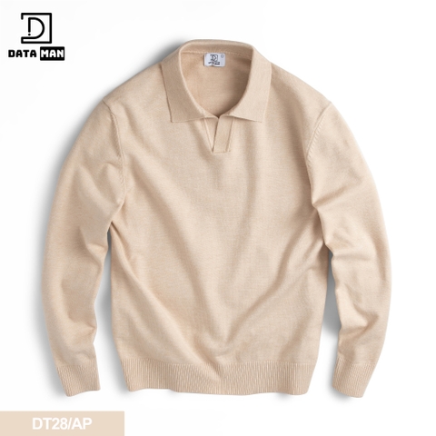 Áo Polo nam dài tay DATAMAN dệt kim, phong cách Hàn Quốc vải cotton chải kĩ mềm mịn, không bai xù, bo tay bo gấu - DT28
