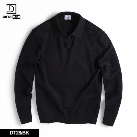 Áo Polo nam dài tay DATAMAN dệt kim, phong cách Hàn Quốc vải cotton chải kĩ mềm mịn, không bai xù, bo tay bo gấu - DT28