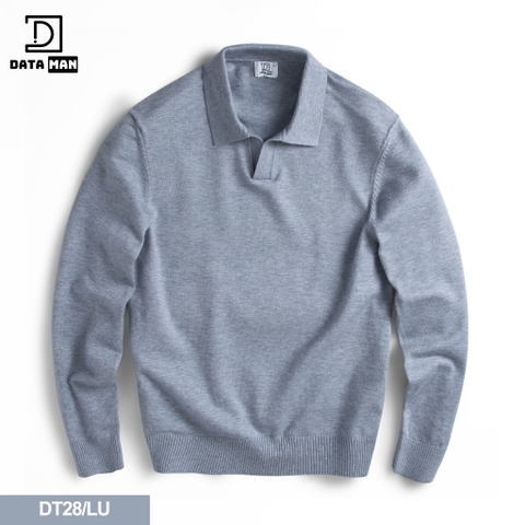 Áo Polo nam dài tay DATAMAN dệt kim, phong cách Hàn Quốc vải cotton chải kĩ mềm mịn, không bai xù, bo tay bo gấu - DT28