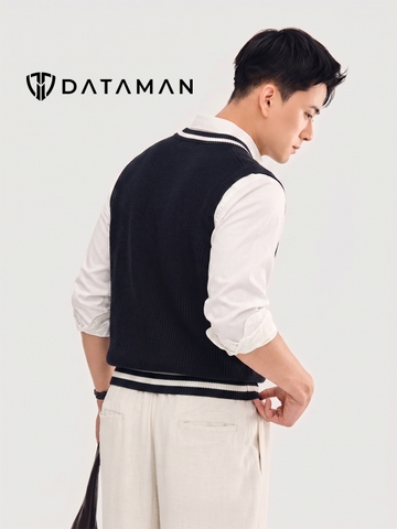 Áo gile len nam DATAMAN cao cấp, form rộng, unisex, thêu logo ở ngực, chất liệu len len lông cừu, style Hàn Quốc -  DT51