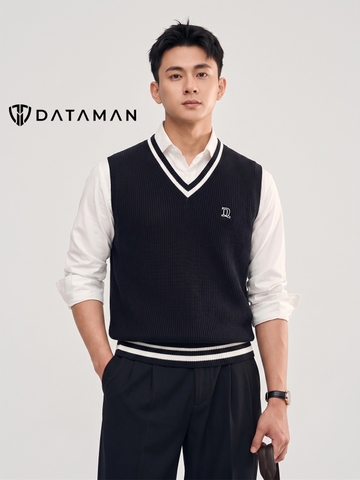 Áo gile len nam DATAMAN cao cấp, form rộng, unisex, thêu logo ở ngực, chất liệu len len lông cừu, style Hàn Quốc -  DT51