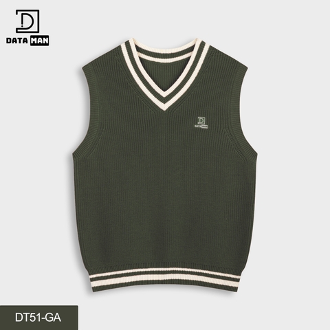 Áo gile len nam DATAMAN cao cấp, form rộng, unisex, thêu logo ở ngực, chất liệu len len lông cừu, style Hàn Quốc -  DT51