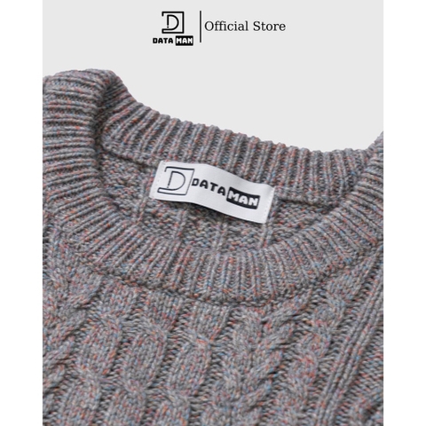 Áo len nam DATAMAN, cổ tròn, hoạ tiết vặn thừng cable-knit, chất liệu len lông cừu cao cấp, dày dặn, mềm mại - DT20