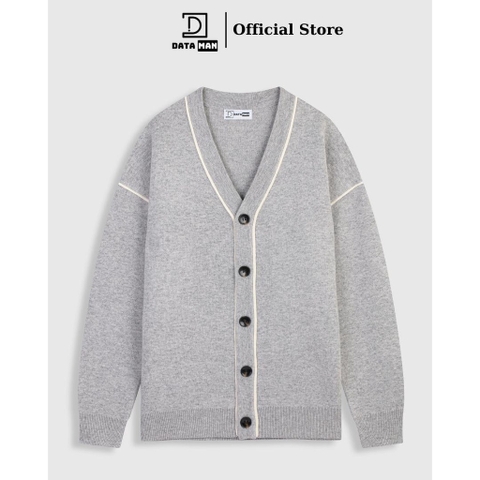 Áo Cardigan len nam DATAMAN, cổ chữ V, mở 5 khuy, chất len lông thỏ dày dặn, có viền trang trí phong cách Hàn Quốc DT31