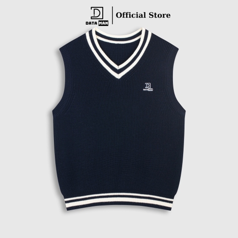 Áo gile len nam DATAMAN cao cấp, form rộng, unisex, thêu logo ở ngực, chất liệu len len lông cừu, style Hàn Quốc -  DT51