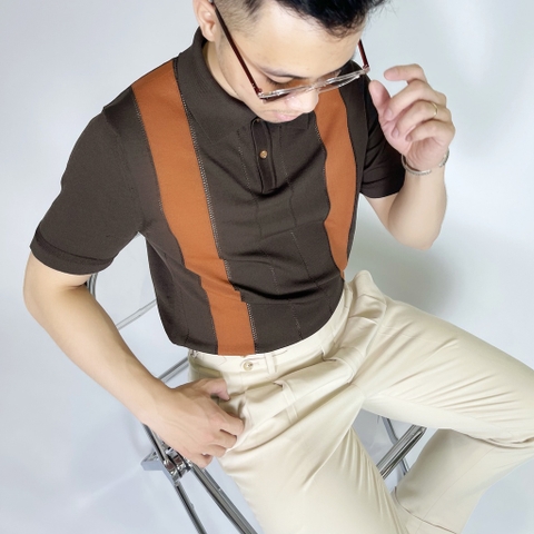 Áo thun POLO kẻ sọc dệt kim mùa hè nam, tay ngắn, mỏng nhẹ, thoáng mát phong cách Hàn Quốc