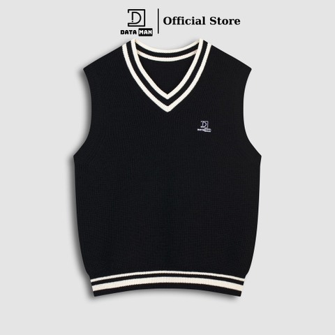 Áo gile len nam DATAMAN cao cấp, form rộng, unisex, thêu logo ở ngực, chất liệu len len lông cừu, style Hàn Quốc -  DT51