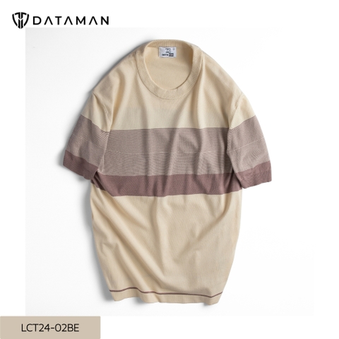Áo thun len dệt kim DATAMAN ngắn tay, kẻ ngang Gradient - LCT24-02