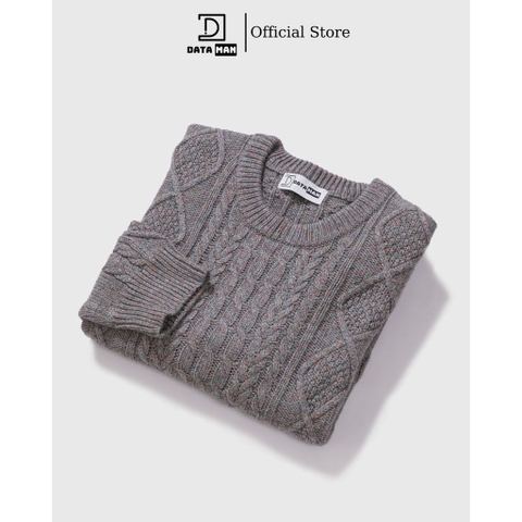 Áo len nam DATAMAN, cổ tròn, hoạ tiết vặn thừng cable-knit, chất liệu len lông cừu cao cấp, dày dặn, mềm mại - DT20