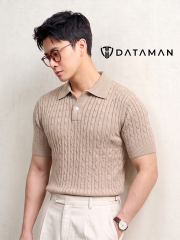 Áo POLO nam dệt kim, hoạ tiết vặn thừng thương hiệu DATAMAN, chất liệu thoáng mát - PLDT25-05