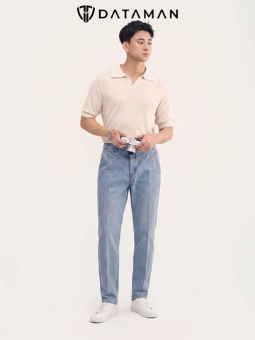 Quần JEANS nam DATAMAN cao cấp, dáng slim basic, co giãn - QJD2406
