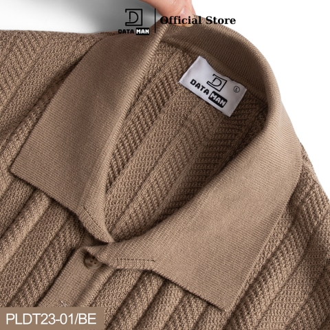 Áo POLO nam ngắn tay dệt kim DATAMAN, họa tiết xương cá, vải cotton chải kĩ mềm mịn, không bai xù PLDT23-01