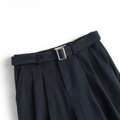 Belted Corduroy TWO TUCK WIDE CHINO PANTS - H.I.M STUDIO