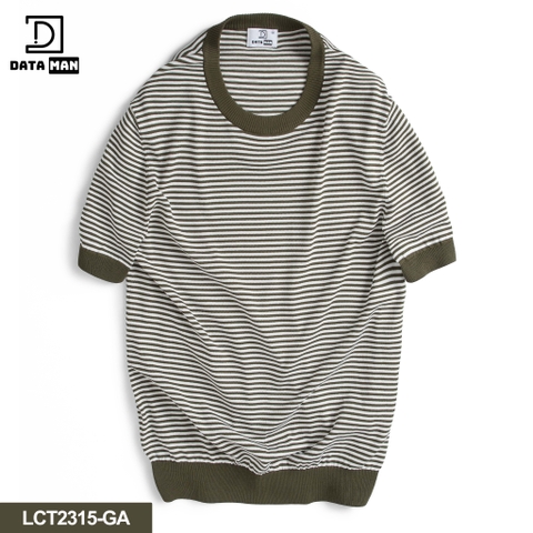 Áo thun len Mongtoghi dệt kim nam kẻ ngang DATAMAN - LCT2315