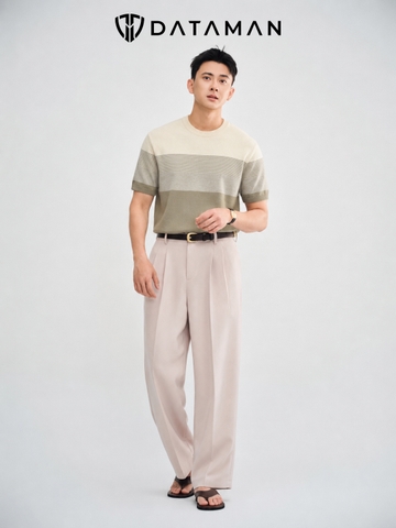 Áo thun len dệt kim DATAMAN ngắn tay, kẻ ngang Gradient - LCT24-02
