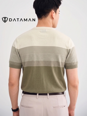 Áo thun len dệt kim DATAMAN ngắn tay, kẻ ngang Gradient - LCT24-02