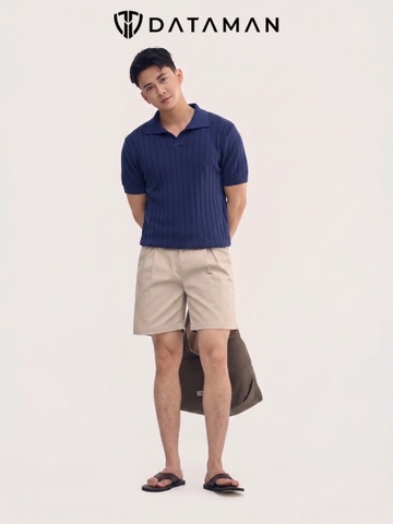 Áo Polo nam ngắn tay DATAMAN dệt kim, cổ chữ V, vải cotton chải kĩ mềm mịn, không bai xù - DT22-01