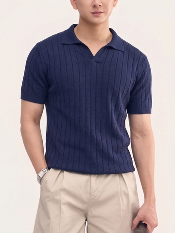 Áo Polo nam ngắn tay DATAMAN dệt kim, cổ chữ V, vải cotton chải kĩ mềm mịn, không bai xù - DT22-01