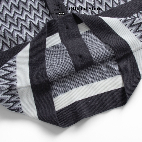 Áo CARDIGAN có túi dáng rộng nam, hãng DATAMAN kẻ sóng vintage, chất len Acrylic giả cashmere mềm mại - DT22-22