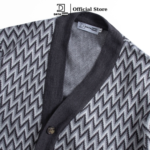 Áo CARDIGAN có túi dáng rộng nam, hãng DATAMAN kẻ sóng vintage, chất len Acrylic giả cashmere mềm mại - DT22-22