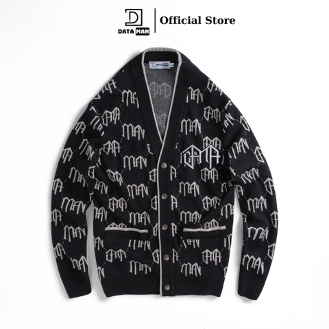Áo CARDIGAN nam có túi, form rộng họa tiết monogram DATAMAN, chất liệu len lông cừu - DT22-23