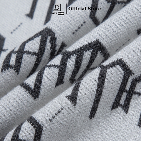 Áo POLO nam monogram cổ bẻ dài tay dệt kim DATAMAN chất liệu visco mềm mại - DT22-29