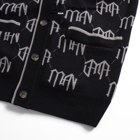 Áo Cardigan nam DATAMAN, len dệt Jacquard họa tiết Monogram DATA thời thượng, chất len dày dặn, siêu mềm mịn - DT22