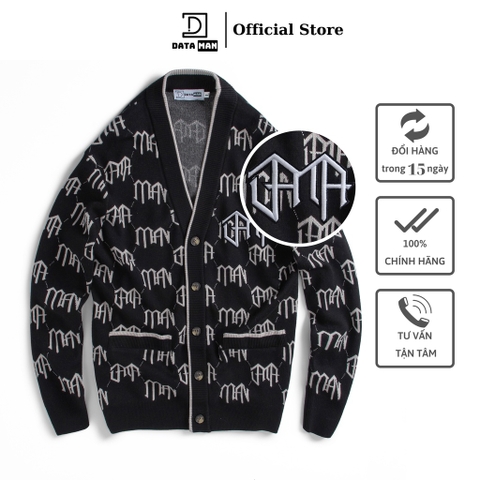 Áo Cardigan nam DATAMAN, len dệt Jacquard họa tiết Monogram DATA thời thượng, chất len dày dặn, siêu mềm mịn - DT22