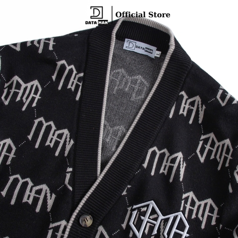 Áo CARDIGAN nam có túi, form rộng họa tiết monogram DATAMAN, chất liệu len lông cừu - DT22-23