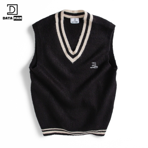 Áo gile len nam DATAMAN cao cấp, unisex, thêu logo ở ngực, chất len mohair cào xù, style Hàn Quốc - DT22-30