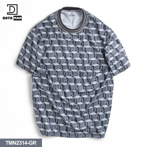Áo thun Unisex cổ tròn tay ngắn họa tiết Cube Monogram dáng Overfit - TMN2314