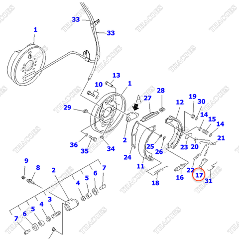 Lẫy khóa bulong tăng phanh trái 3EB-30-41540
