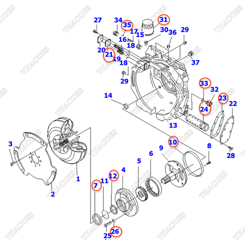 (Bộ K21) Bộ gioăng phớt 30B-13-05010 (dùng bảo dưỡng hộp số)