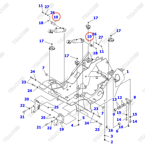 Chốt đỡ 3EB-41-51750 (xi lanh nghiêng)