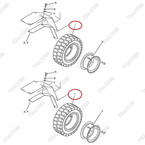 Lốp trước bánh đơn (700-12) 304-30-33210; 304-30-33220; 304-30-33230