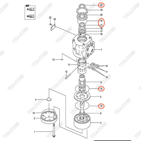 (OBT) Bộ gioăng sửa van lái 524W2-42671