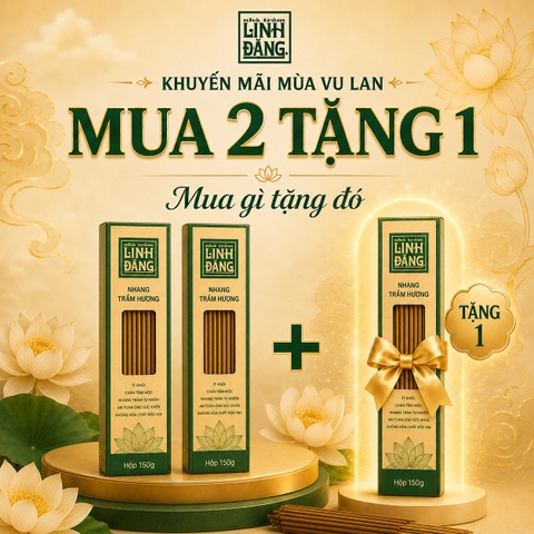 Combo 3 Hộp Nhang Trầm Hương Linh Đăng 150g Dài 26,5cm – Nhang Thờ Cúng Ít Khói, Chân Tăm Mộc