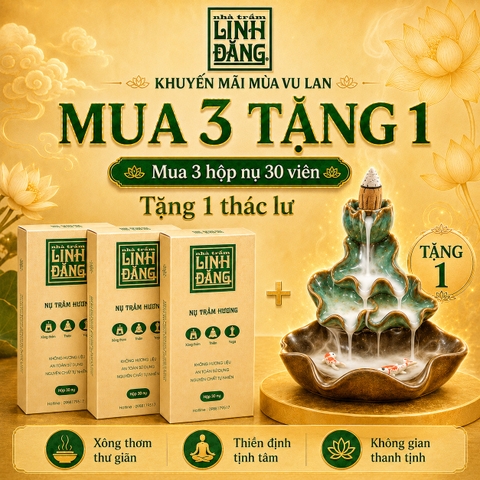 Combo 3 Hộp Nụ Trầm Hương Linh Đăng 30 Viên + 1 Thác  – Khuyến Mãi Mùa Vu Lan, Xông Thơm, Thiền, Thư Giãn