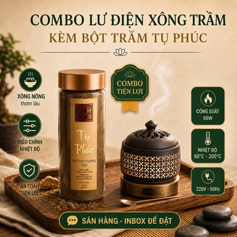 Combo Bột Trầm Tụ Phúc + Lư Điện An Toàn  – Combo Tiện Dụng cho Văn Phòng, Không gian kín