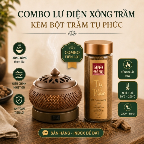 Combo Bột Trầm Tụ Phúc + Lư Điện An Toàn  – Combo Tiện Dụng cho Văn Phòng, Không gian kín