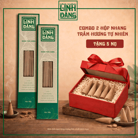 Combo 2 Hộp Nhang Trầm Hương Tự Nhiên 26.5cm Hộp 150g – Không Hương Liệu – Thờ Cúng – Nhà Trầm Linh Đăng