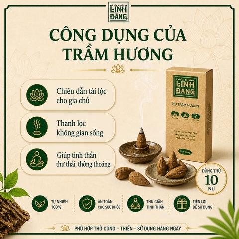 Nụ Trầm Hương Linh Đăng – Trầm Tự Nhiên Không Hóa Chất, Khói Nhẹ, Dùng Thiền & Xông Nhà