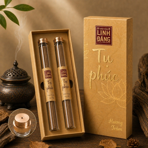 Combo Nhang Trầm Không Tăm Cao Cập Tụ Phúc + Khay Đốt Chạm Khắc | 100% Bột Trầm Cao Cấp