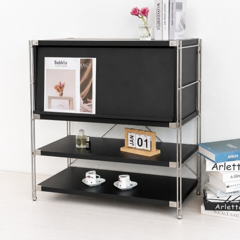 Tủ Lưu Trữ Lật Đa Năng+Kệ Để Đồ Thông Minh Phong Cách Nhật-Tủ Trưng Bày Tạp Chí màu đen