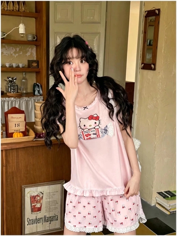 Đùi cotton kẹo kitty Xanh Hồng