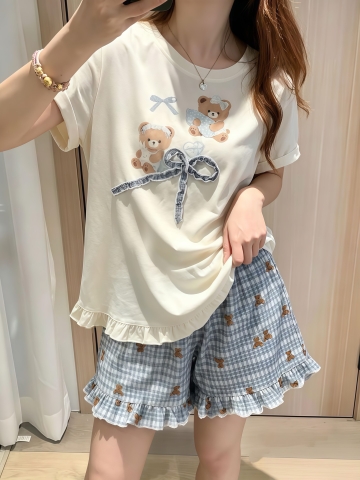 Đùi cotton gấu quần Xanh