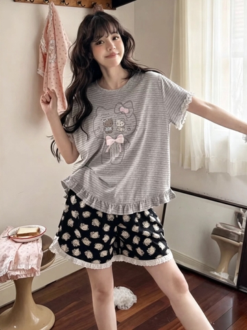 Đùi cotton kitty Đen Hồng